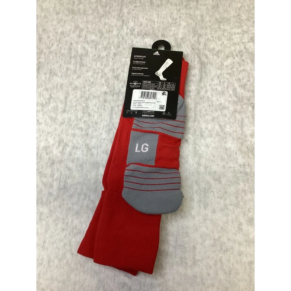 Adidas Team Speed Pro OTC Soccer Socks Red Grey Mens Large 5145741D Aeroready